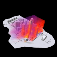 Wind through a model city